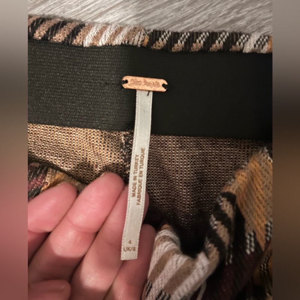 Free People Clean Crop Flare Pant Plaid Bottoms